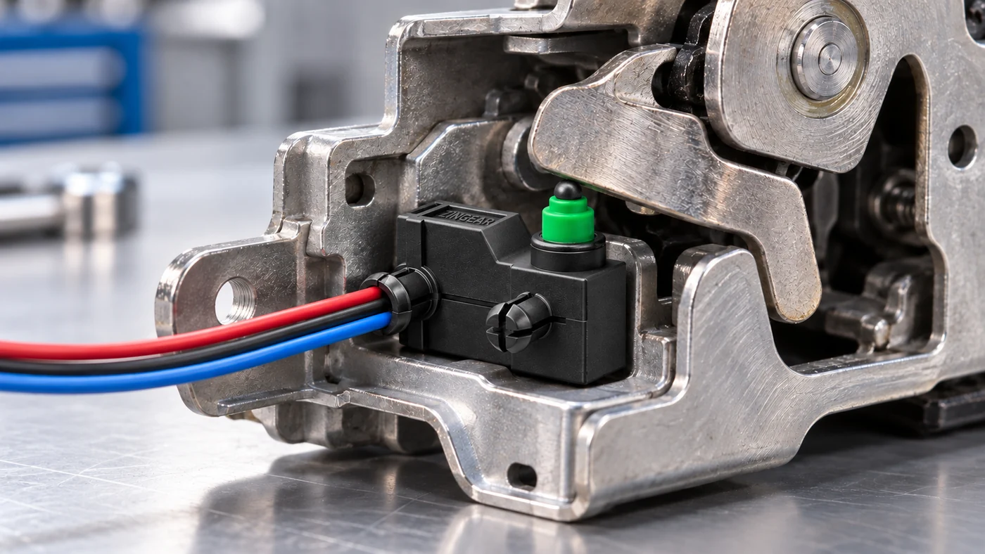 Sealed micro switch installed inside an automotive latch assembly
