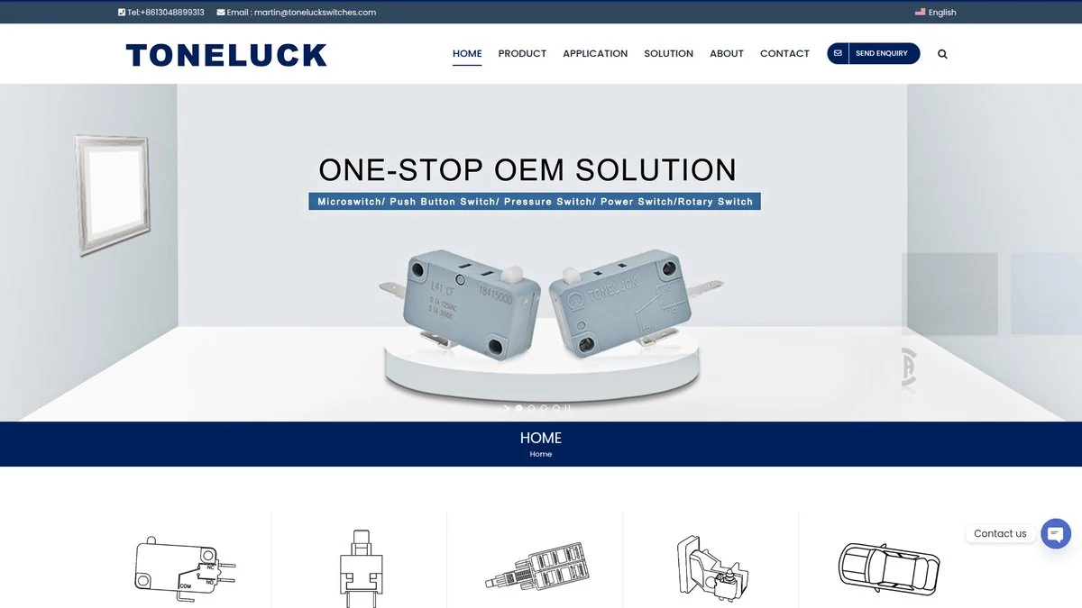 TONELUCK homepage with micro switch products