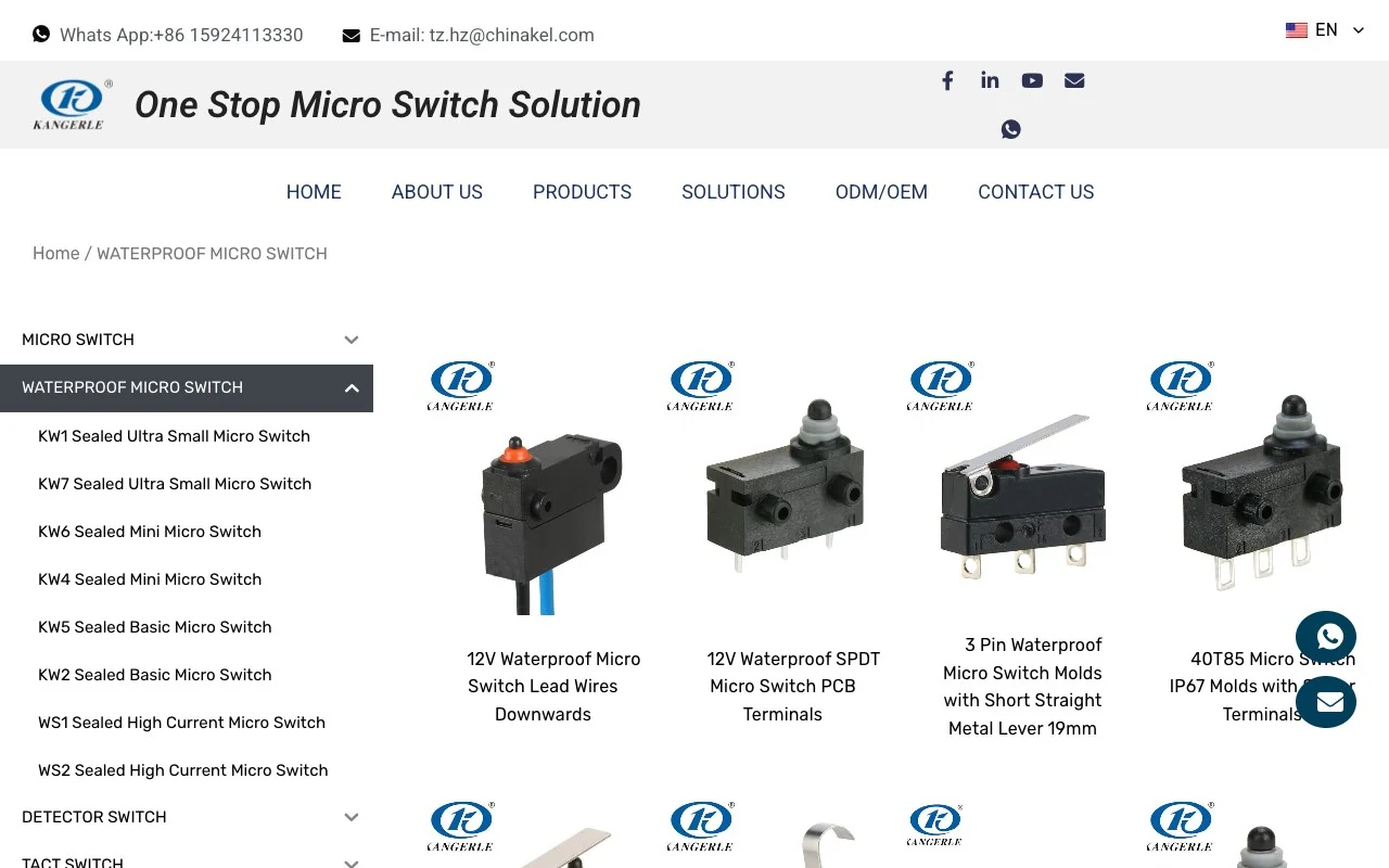 KANGERLE waterproof micro switch category page