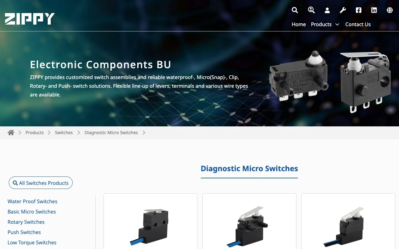 Zippy diagnostic micro switches product list