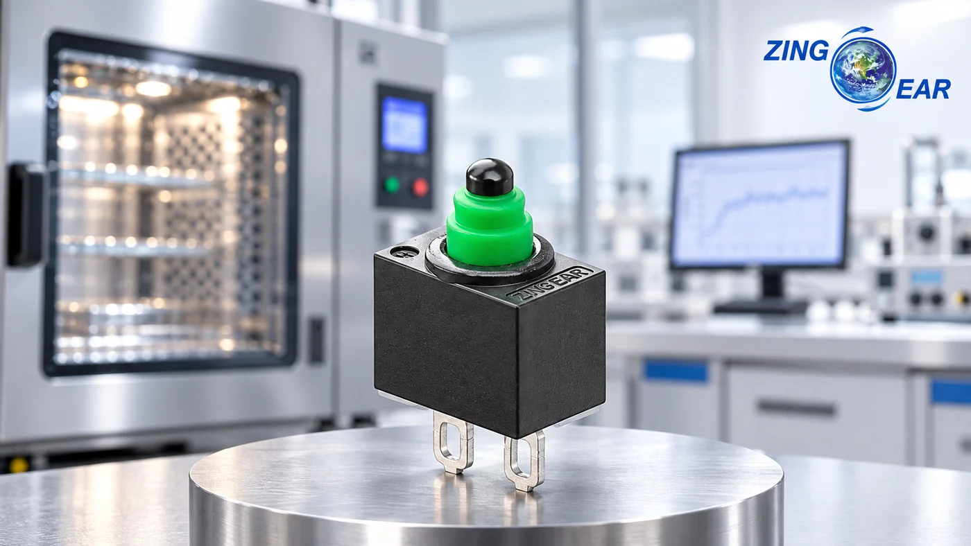 ZINGEAR micro switch in an in-house reliability testing scene