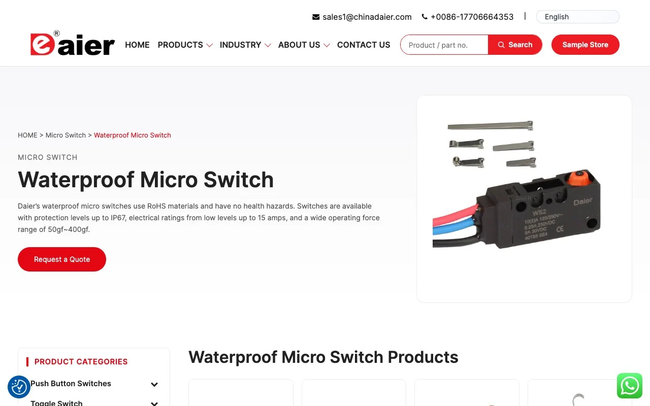 Daier waterproof micro switch category page