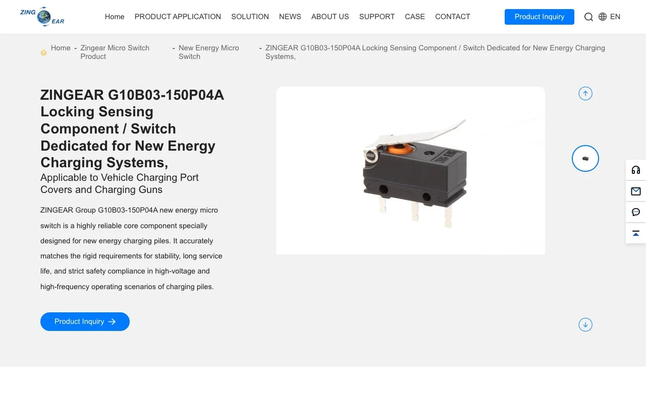 ZINGEAR G10B03 new energy micro switch product page