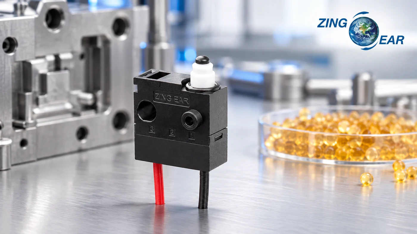 ZINGEAR micro switch in a low-pressure molding wire sealing scene