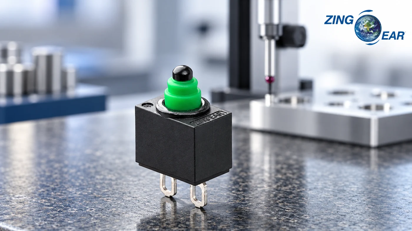 ZINGEAR high-sensitivity micro switch in a precision measurement scene