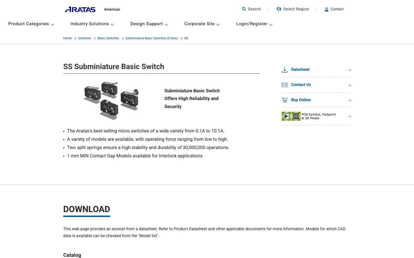 Omron official snap-action switch page