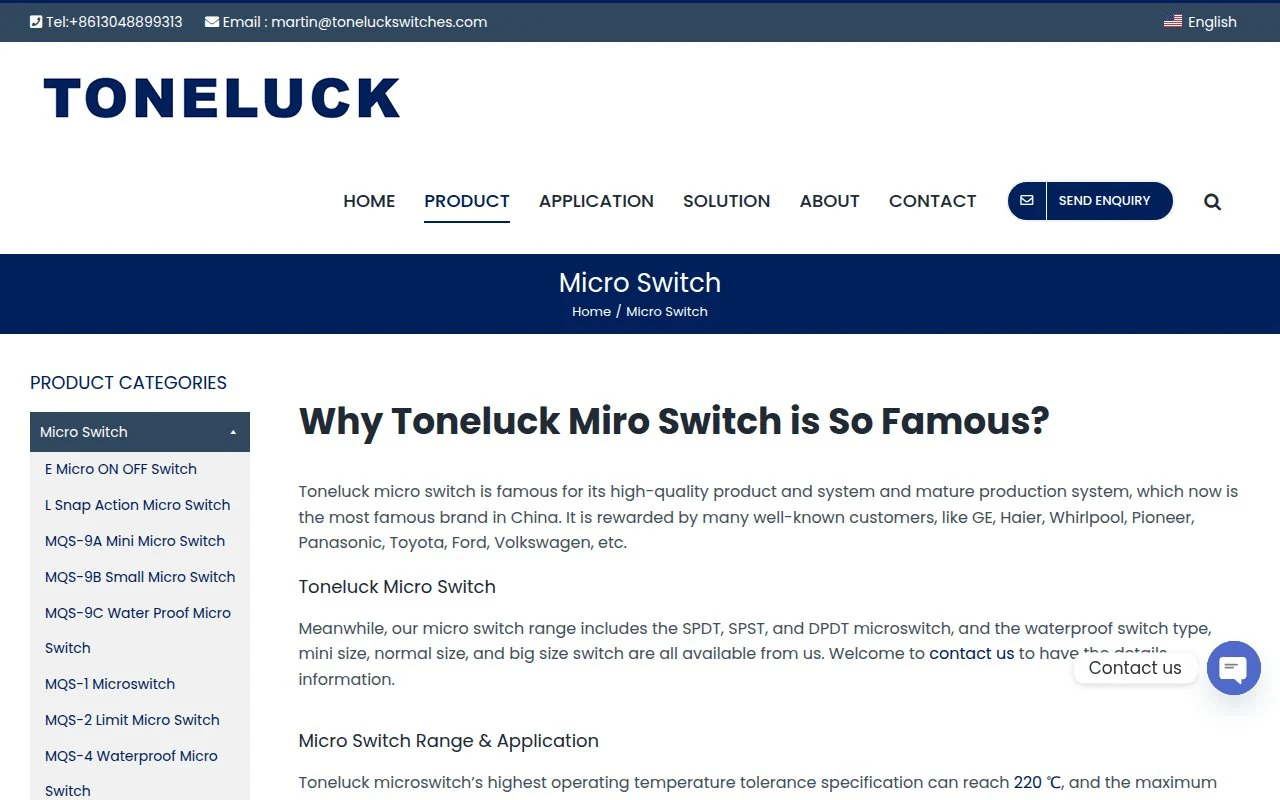 TONELUCK official micro switch page