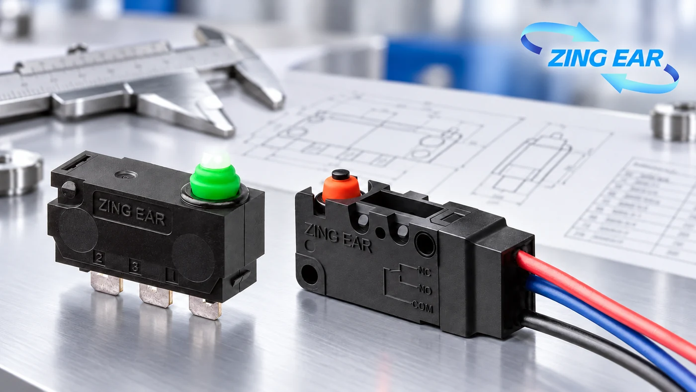 ZINGEAR waterproof micro switches in a sealed switch part matching scene