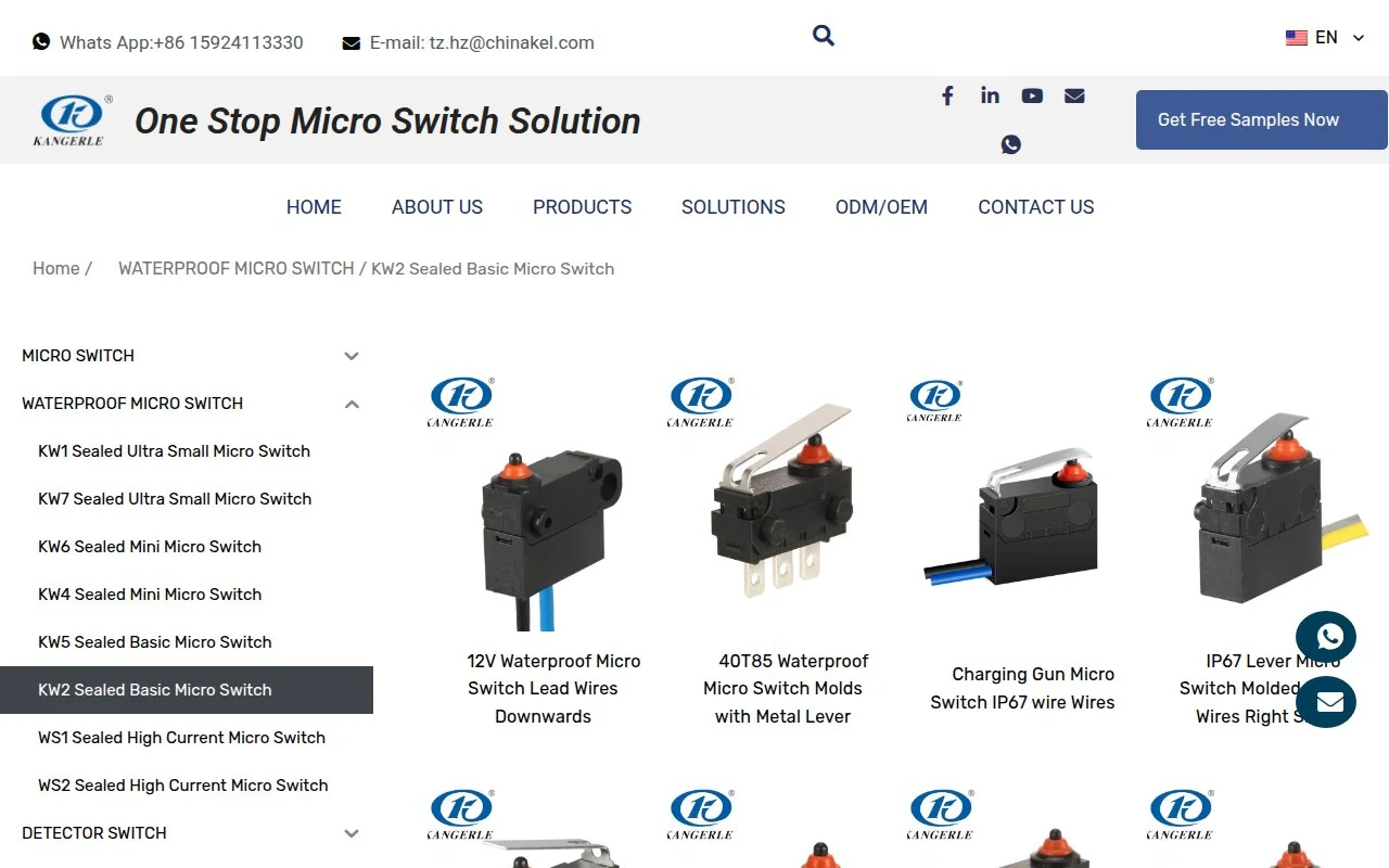 KANGERLE (KEL) KW2 sealed basic micro switch category page