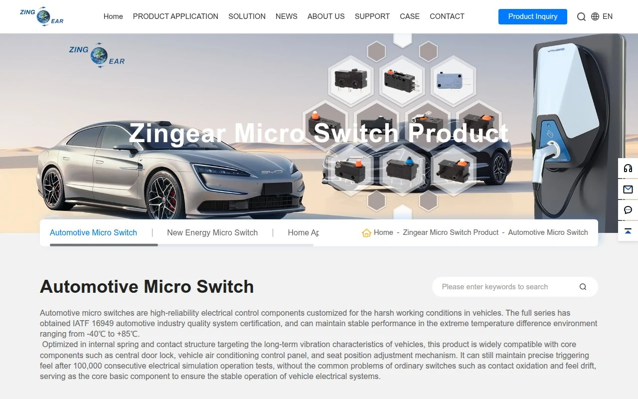ZINGEAR automotive micro switch page