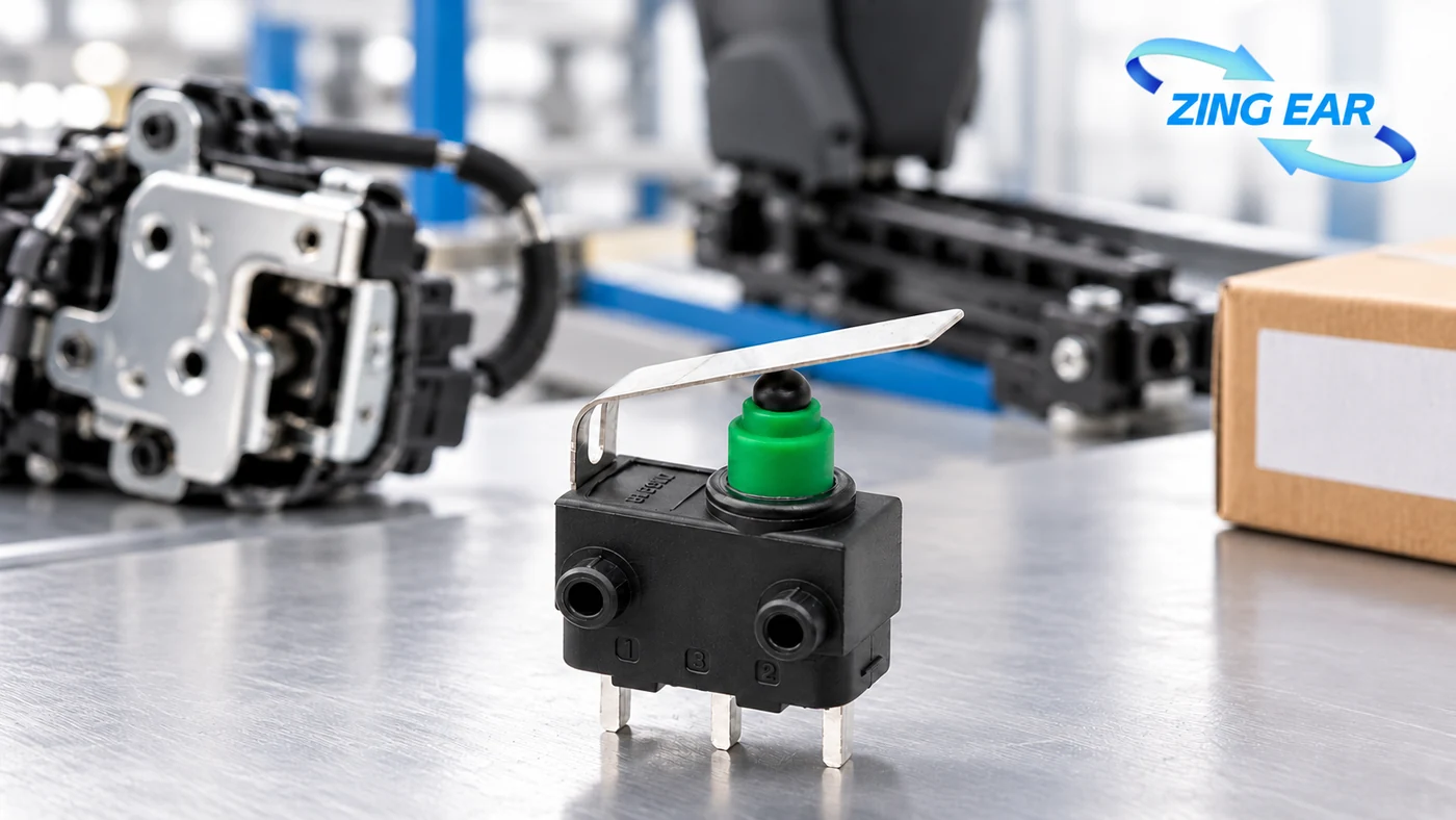 ZINGEAR automotive micro switch in an international vehicle assembly scene
