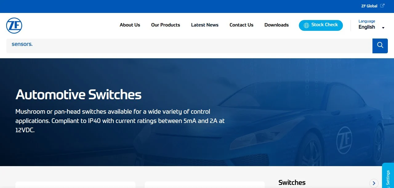 ZF's Automotive Switches range page